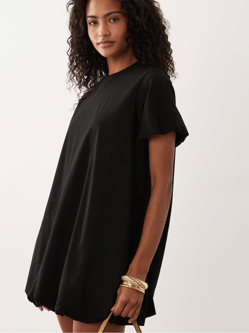 ASOS DESIGN Short Puff Sleeve Bubble Hem Mini Dress Size 12 - Picture 3 of 12